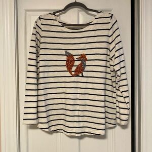 Talbot’s fox embellished long 3/4 shirt